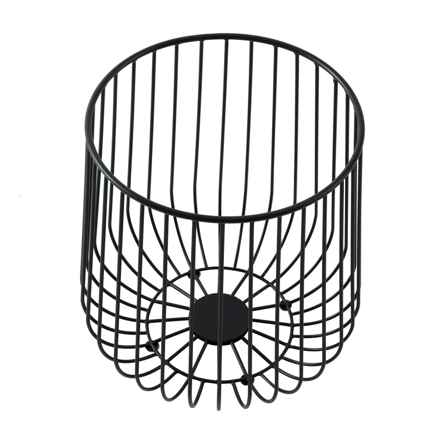 Runswick Round End Table Wood Tabletop With Steel Drum Base for Storage - Elax Furniture