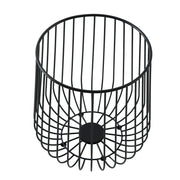 Runswick Round End Table Wood Tabletop With Steel Drum Base for Storage - Elax Furniture