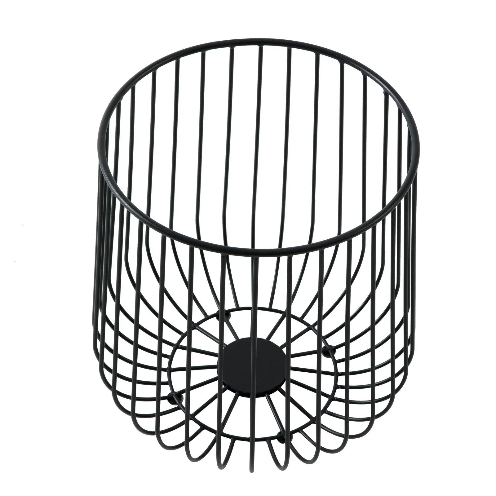 Runswick Round End Table Wood Tabletop With Steel Drum Base for Storage - Elax Furniture