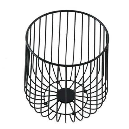 Runswick Round End Table Wood Tabletop With Steel Drum Base for Storage - Elax Furniture