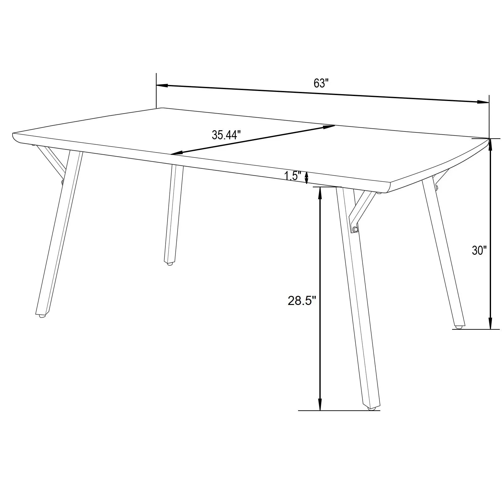 Ravenna 63" Rectangular Dining Table With MDF Tabletop and Metal Y-Shaped Joint Legs - Elax Furniture