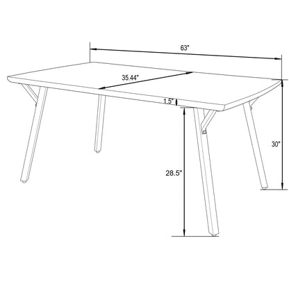 Ravenna 63" Rectangular Dining Table With MDF Tabletop and Metal Y-Shaped Joint Legs - Elax Furniture