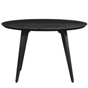 Ravenna 5-Piece Dining Set: 4 Stackable Plastic Chairs & Round Wood Table, Metal Base - Elax Furniture