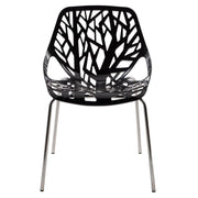 Ravenna 5-Piece Dining Set: 4 Stackable Plastic Chairs & Round Wood Table, Metal Base - Elax Furniture