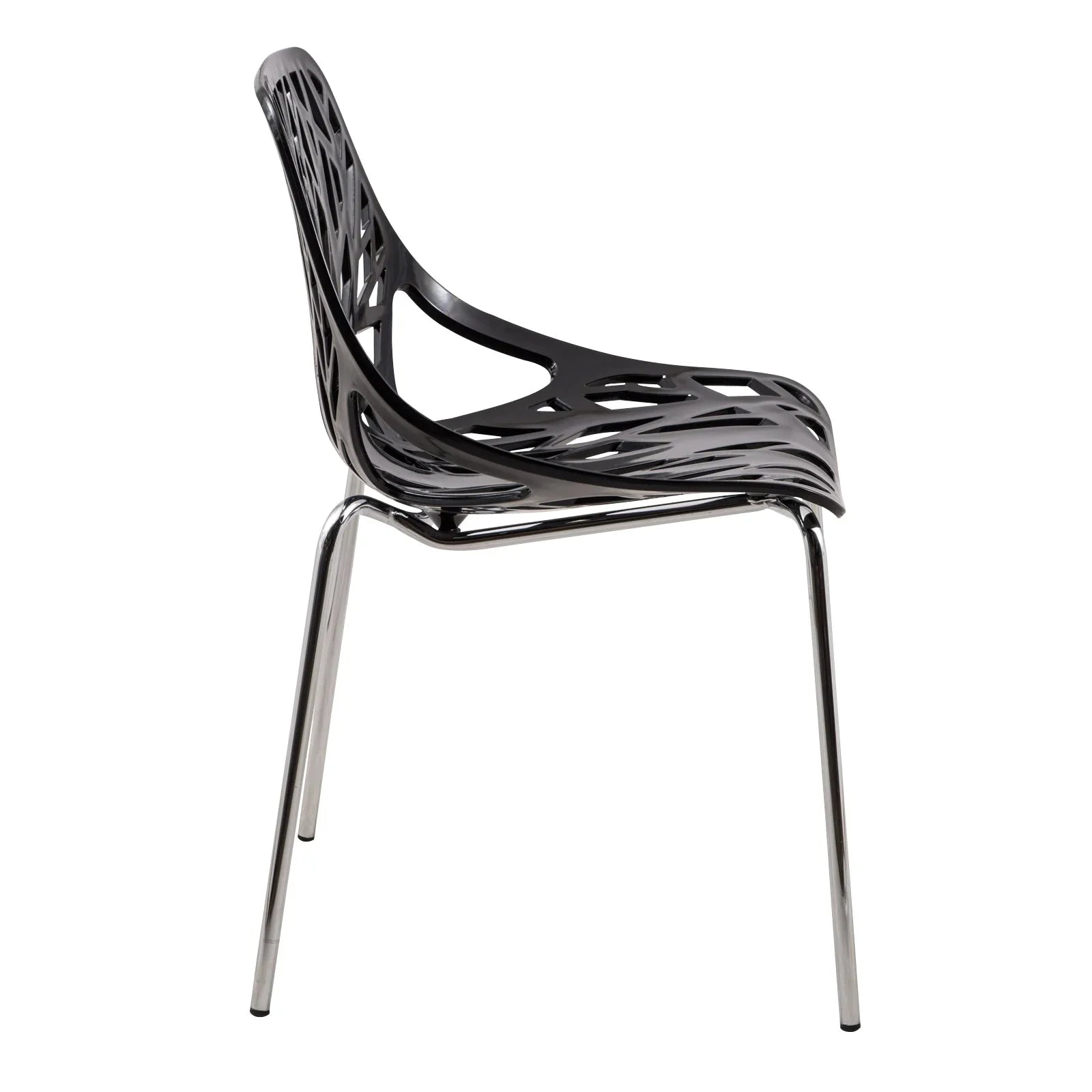Ravenna 5-Piece Dining Set: 4 Stackable Plastic Chairs & Round Wood Table, Metal Base - Elax Furniture