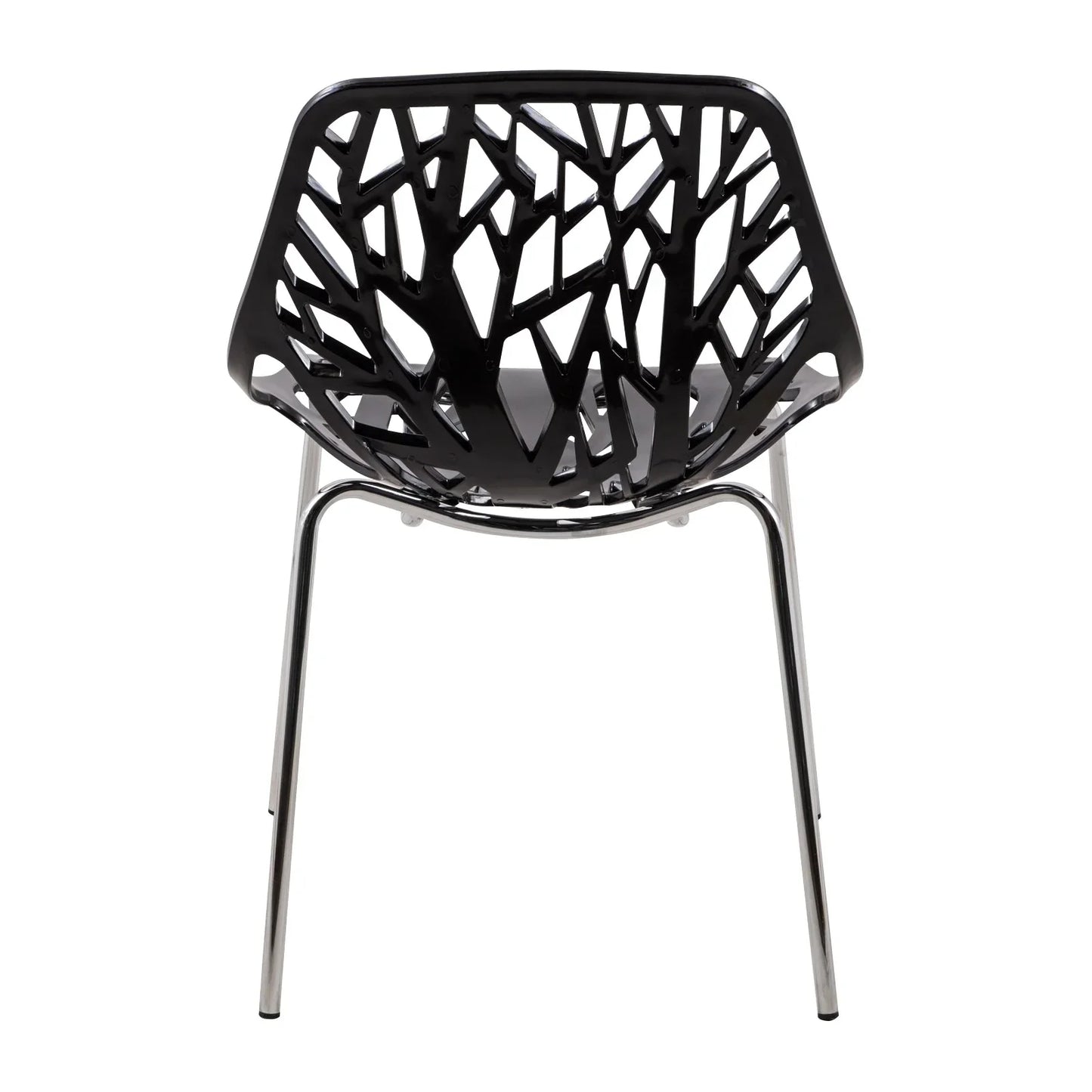 Ravenna 5-Piece Dining Set: 4 Stackable Plastic Chairs & Round Wood Table, Metal Base - Elax Furniture