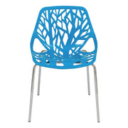 Ravenna 5-Piece Dining Set: 4 Stackable Plastic Chairs & Round Wood Table, Metal Base - Elax Furniture