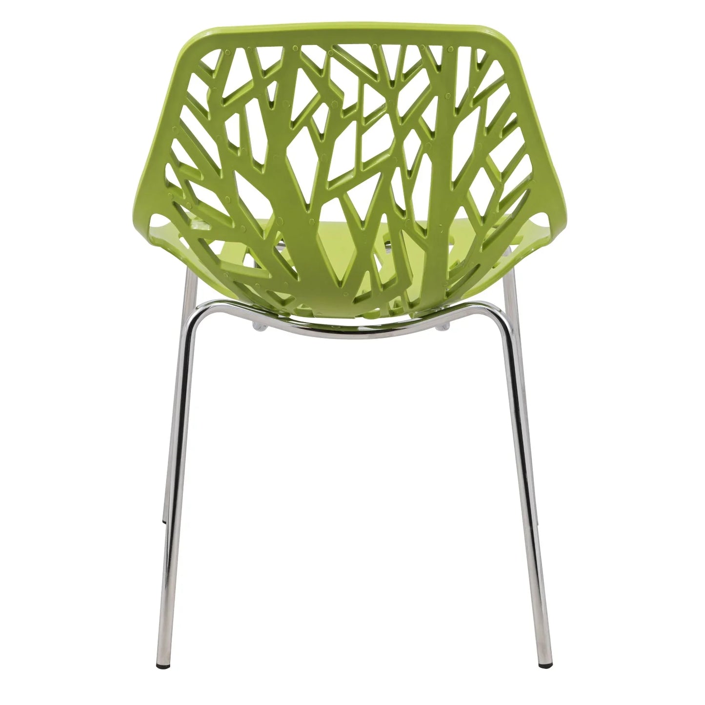 Ravenna 5-Piece Dining Set: 4 Stackable Plastic Chairs & Round Wood Table, Metal Base - Elax Furniture