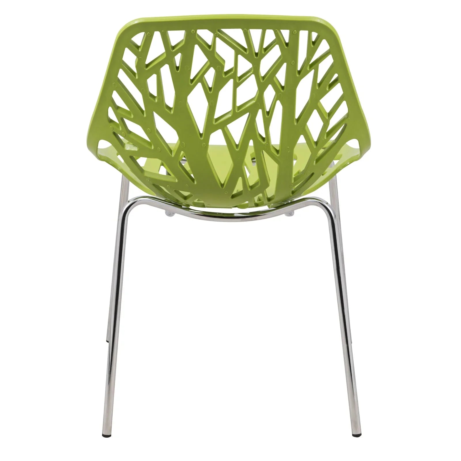 Ravenna 5-Piece Dining Set: 4 Stackable Plastic Chairs & Round Wood Table, Metal Base - Elax Furniture
