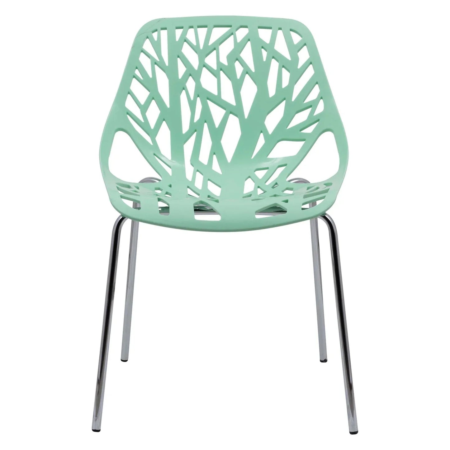 Ravenna 5-Piece Dining Set: 4 Stackable Plastic Chairs & Round Wood Table, Metal Base - Elax Furniture