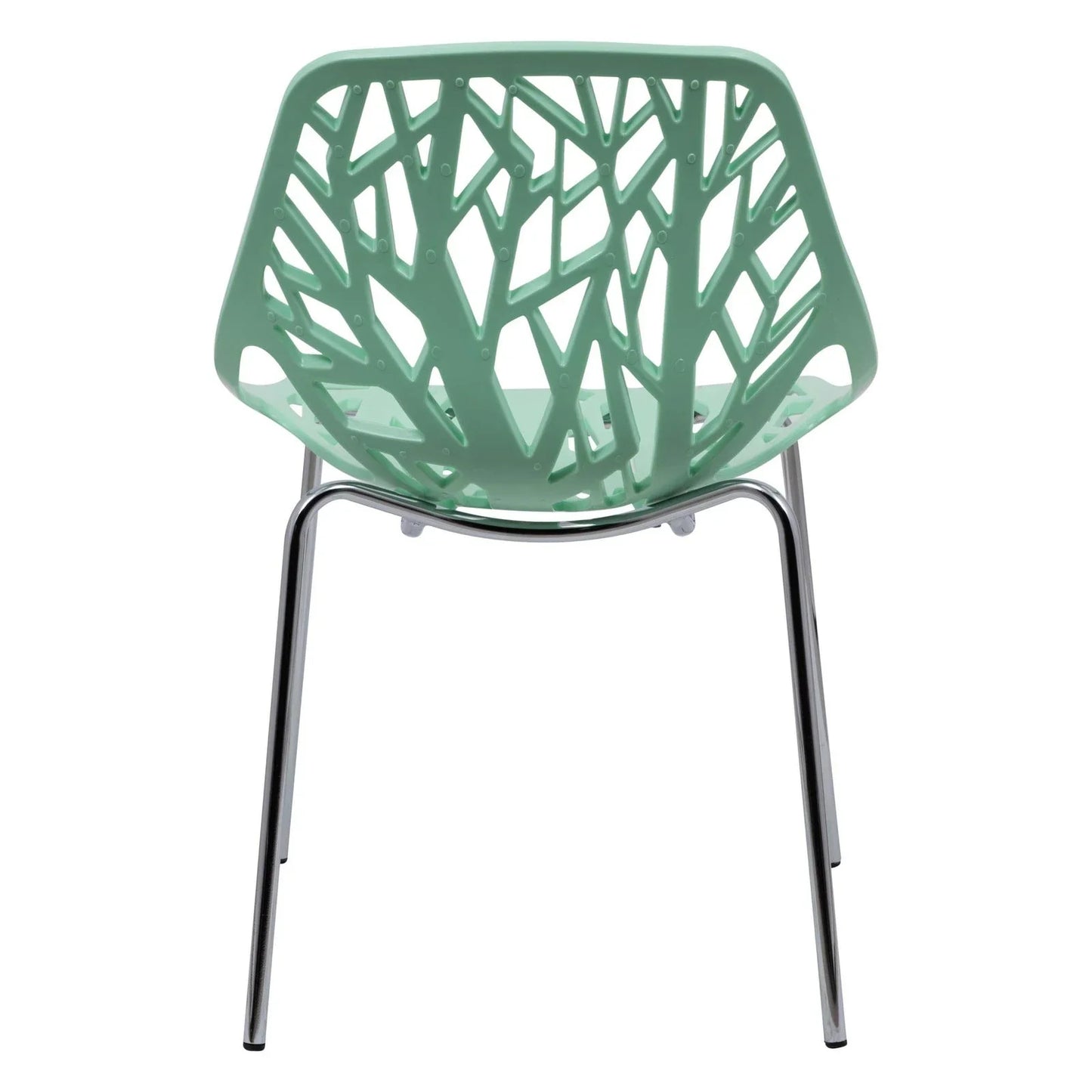 Ravenna 5-Piece Dining Set: 4 Stackable Plastic Chairs & Round Wood Table, Metal Base - Elax Furniture
