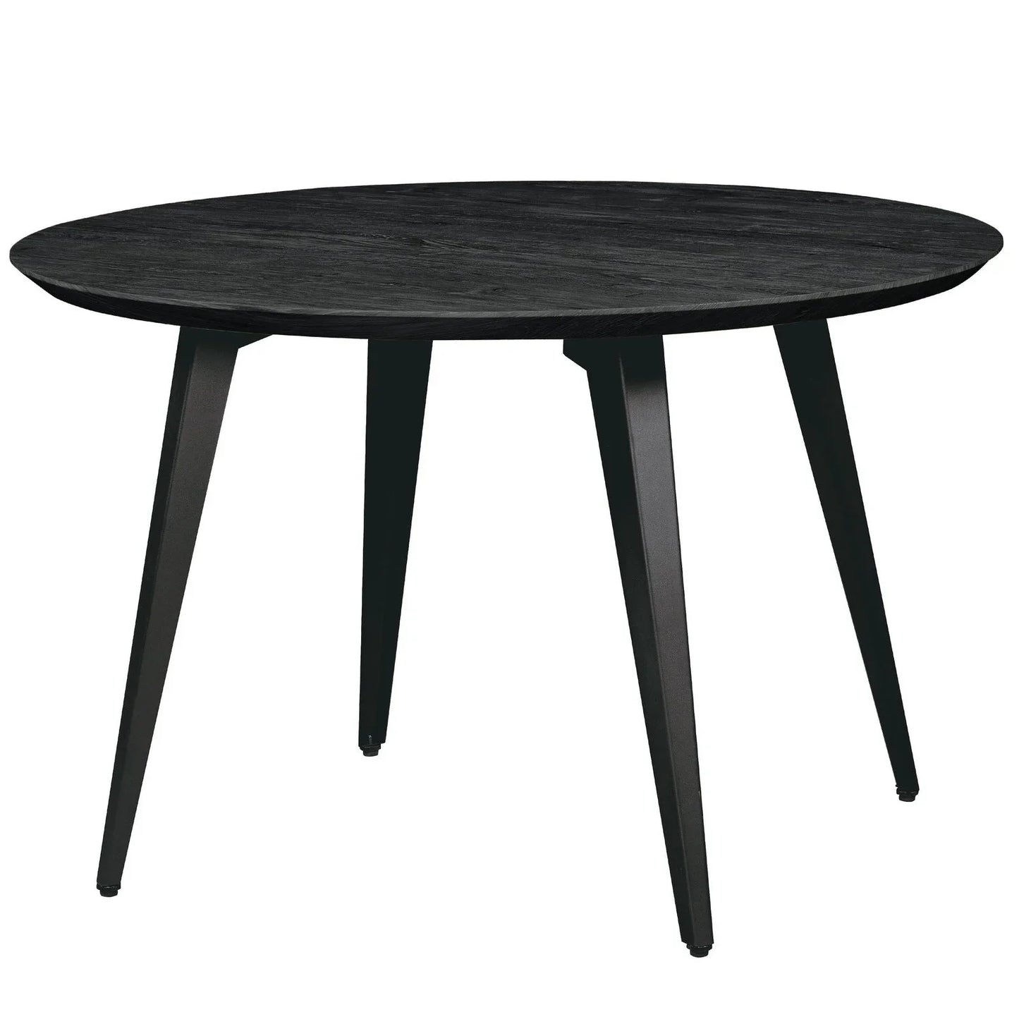 Ravenna 5-Piece Dining Set: 4 Stackable Plastic Chairs & Round Wood Table, Metal Base - Elax Furniture