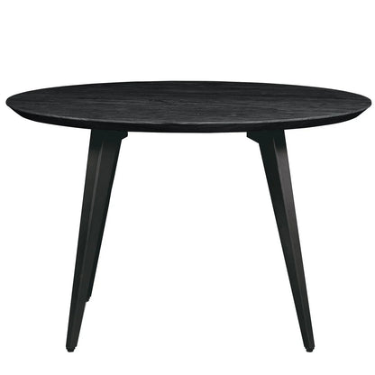 Ravenna 5-Piece Dining Set: 4 Stackable Plastic Chairs & Round Wood Table, Metal Base - Elax Furniture