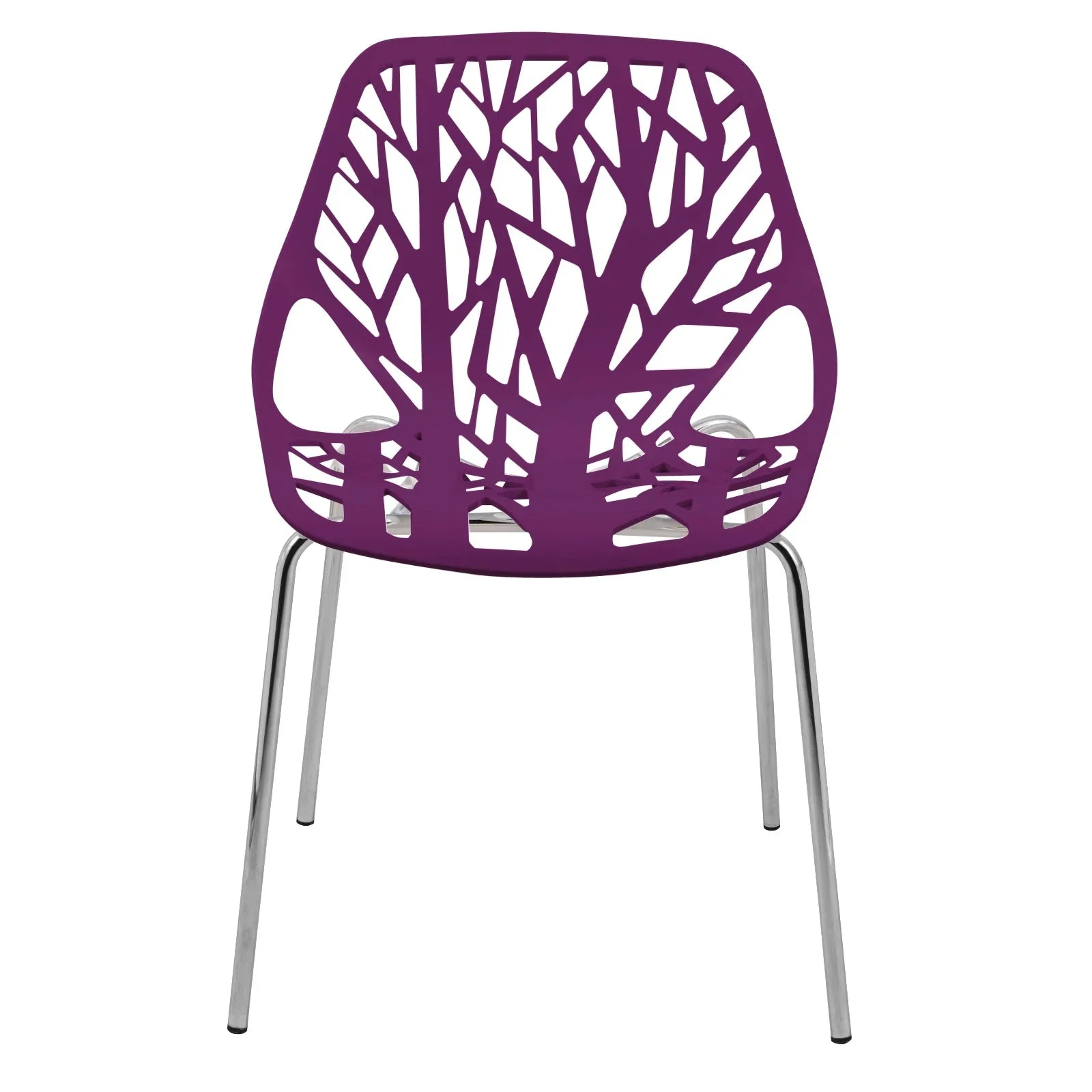 Ravenna 5-Piece Dining Set: 4 Stackable Plastic Chairs & Round Wood Table, Metal Base - Elax Furniture