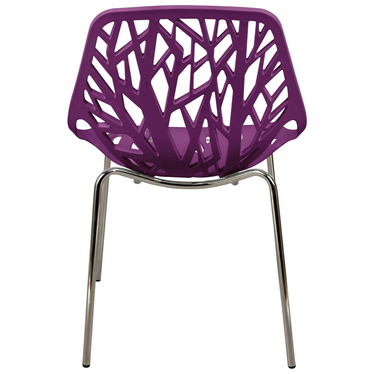 Ravenna 5-Piece Dining Set: 4 Stackable Plastic Chairs & Round Wood Table, Metal Base - Elax Furniture