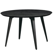 Ravenna 5-Piece Dining Set: 4 Stackable Plastic Chairs & Round Wood Table, Metal Base - Elax Furniture