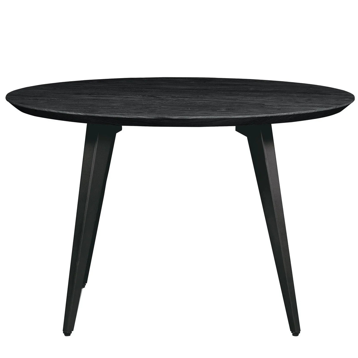 Ravenna 5-Piece Dining Set: 4 Stackable Plastic Chairs & Round Wood Table, Metal Base - Elax Furniture