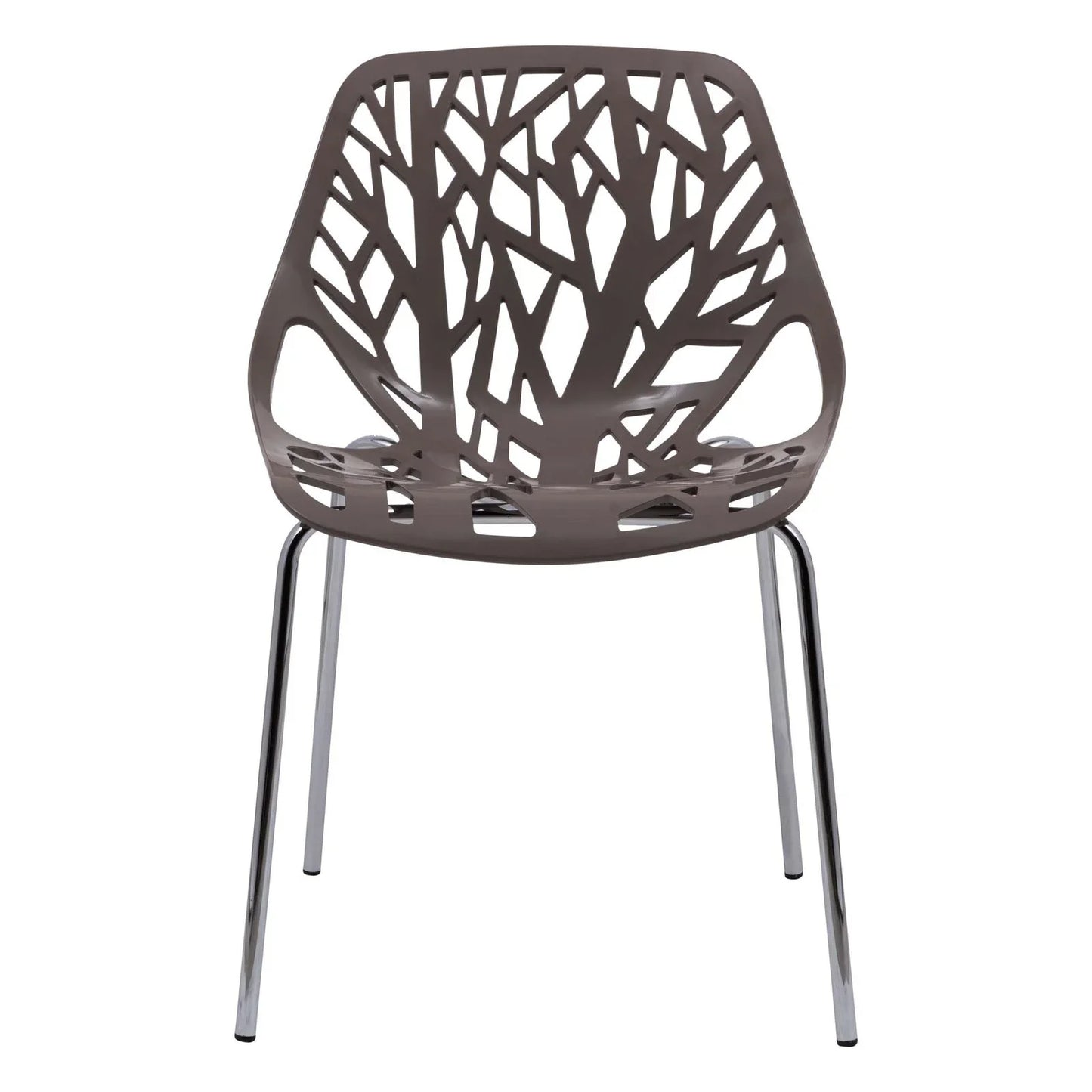 Ravenna 5-Piece Dining Set: 4 Stackable Plastic Chairs & Round Wood Table, Metal Base - Elax Furniture