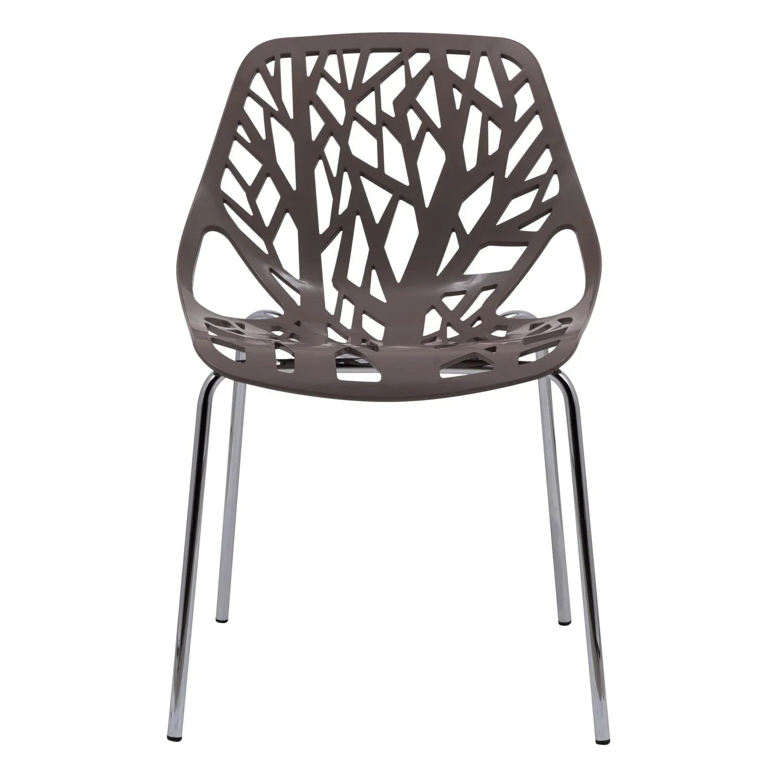 Ravenna 5-Piece Dining Set: 4 Stackable Plastic Chairs & Round Wood Table, Metal Base - Elax Furniture