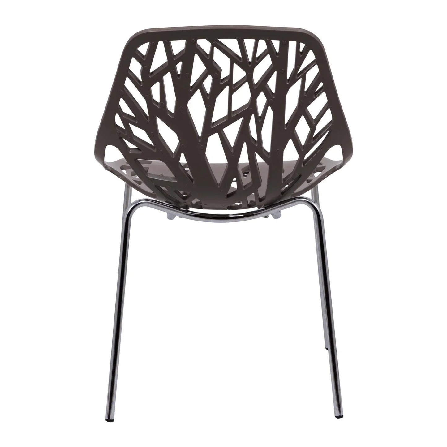 Ravenna 5-Piece Dining Set: 4 Stackable Plastic Chairs & Round Wood Table, Metal Base - Elax Furniture