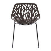 Ravenna 5-Piece Dining Set: 4 Stackable Plastic Chairs & Round Wood Table, Metal Base - Elax Furniture