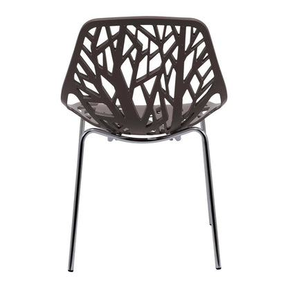Ravenna 5-Piece Dining Set: 4 Stackable Plastic Chairs & Round Wood Table, Metal Base - Elax Furniture