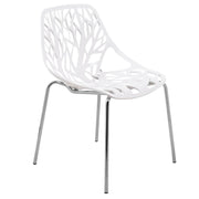 Ravenna 5-Piece Dining Set: 4 Stackable Plastic Chairs & Round Wood Table, Metal Base - Elax Furniture