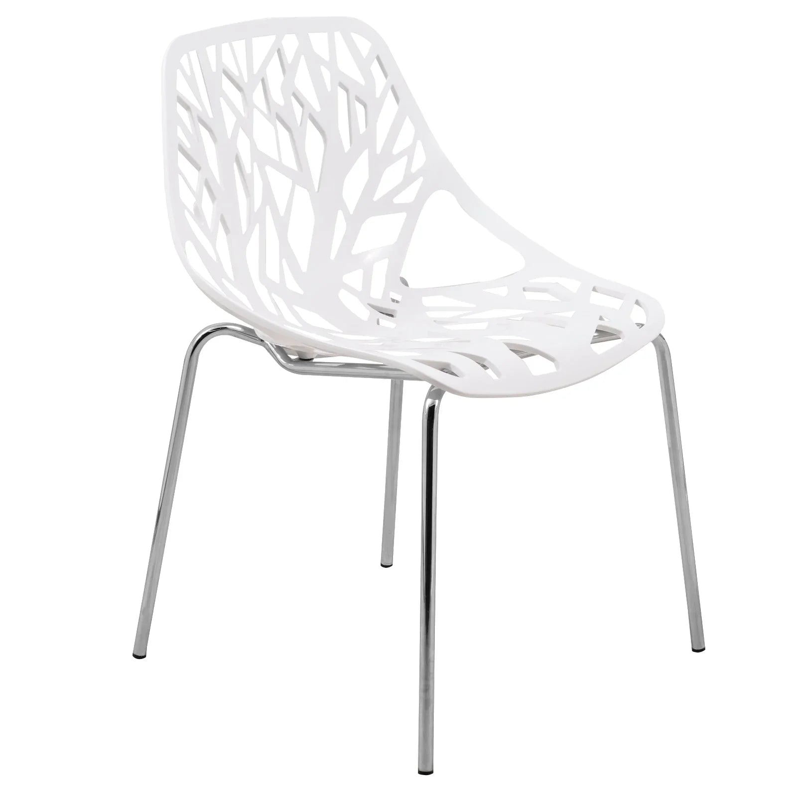 Ravenna 5-Piece Dining Set: 4 Stackable Plastic Chairs & Round Wood Table, Metal Base - Elax Furniture