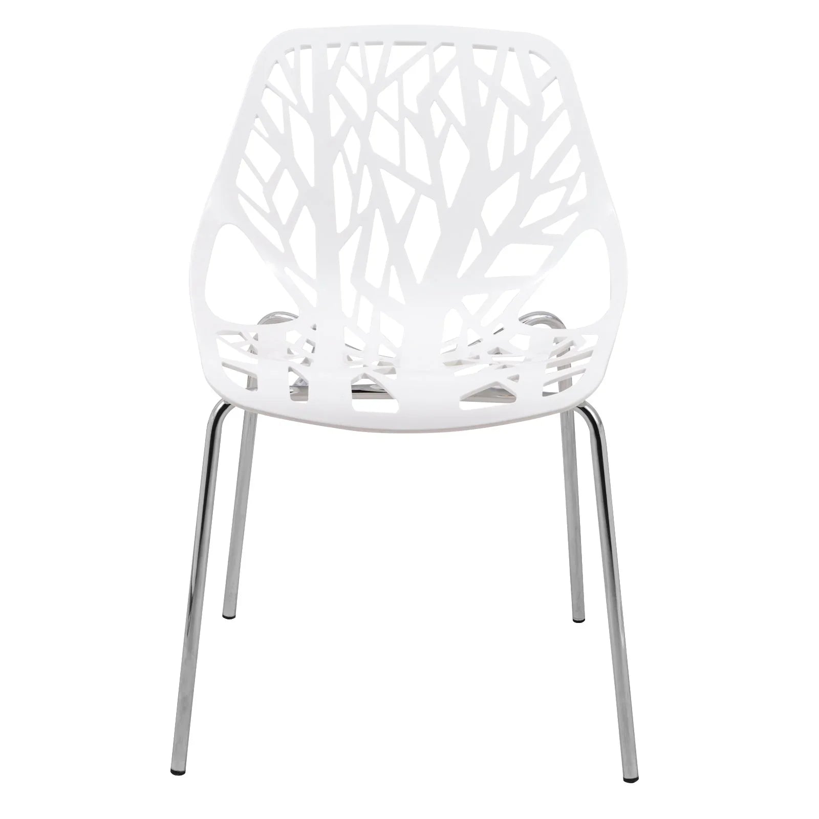 Ravenna 5-Piece Dining Set: 4 Stackable Plastic Chairs & Round Wood Table, Metal Base - Elax Furniture
