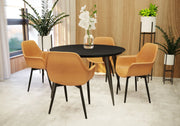 Ravenna Modern Round Wood 47" Dining Table With Metal Legs - Elax Furniture