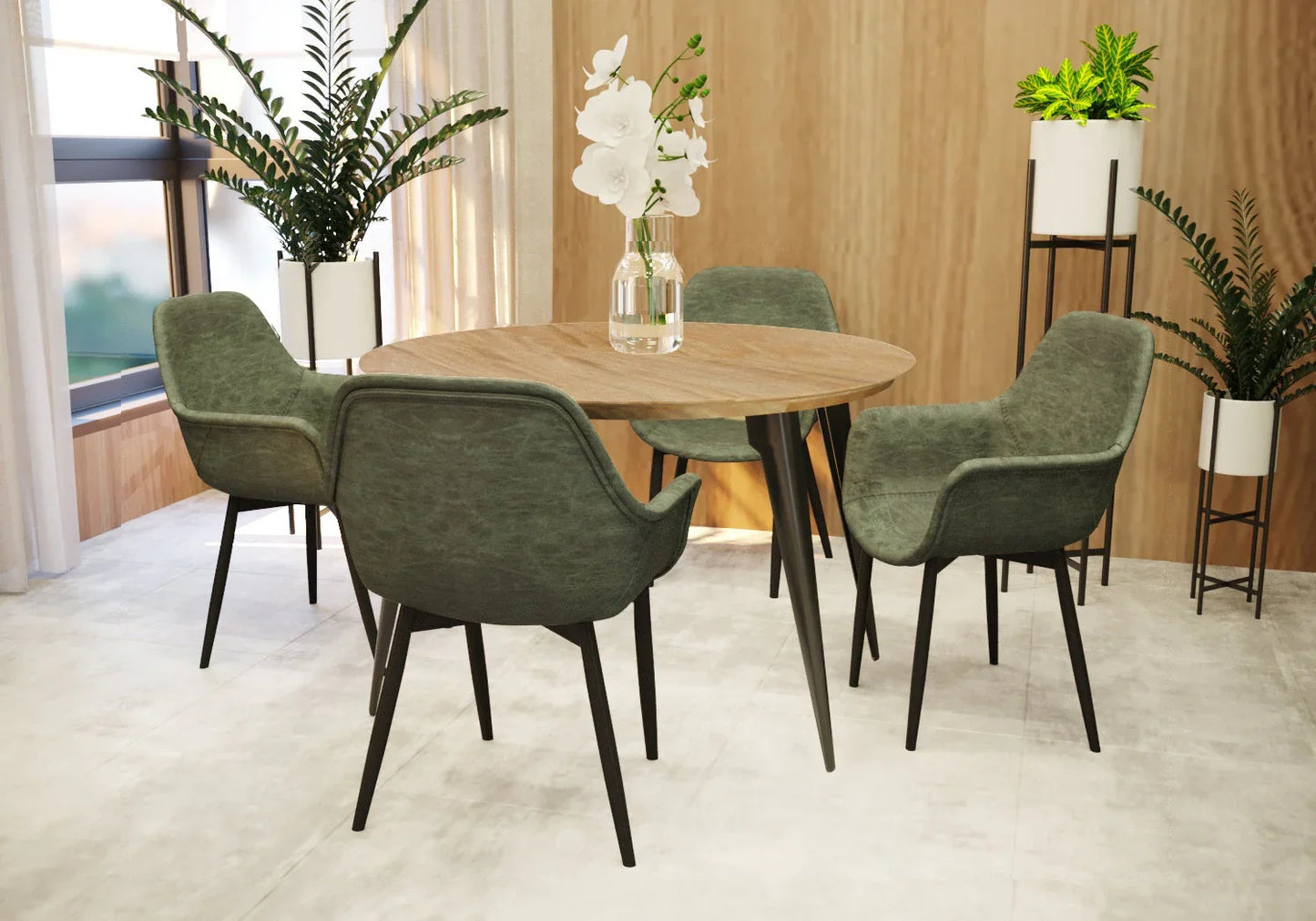 Ravenna Modern Round Wood 47" Dining Table With Metal Legs - Elax Furniture