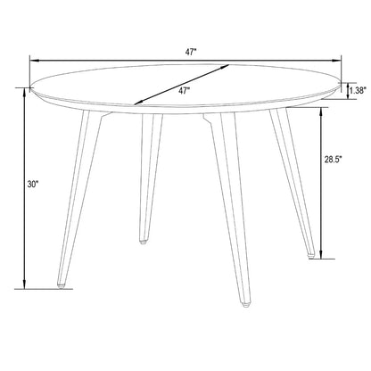 Ravenna Modern Round Wood 47" Dining Table With Metal Legs - Elax Furniture