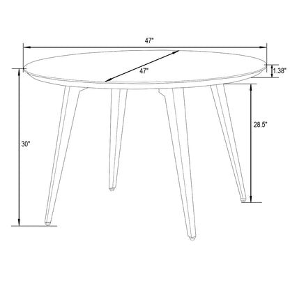 Ravenna Modern Round Wood 47" Dining Table With Metal Legs - Elax Furniture