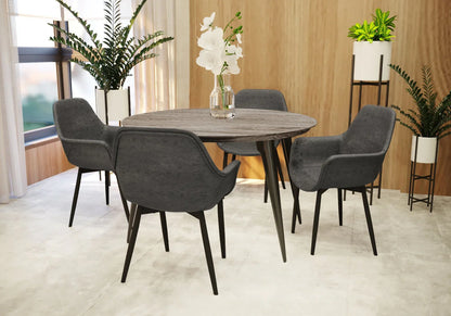 Ravenna Modern Round Wood 47" Dining Table With Metal Legs - Elax Furniture