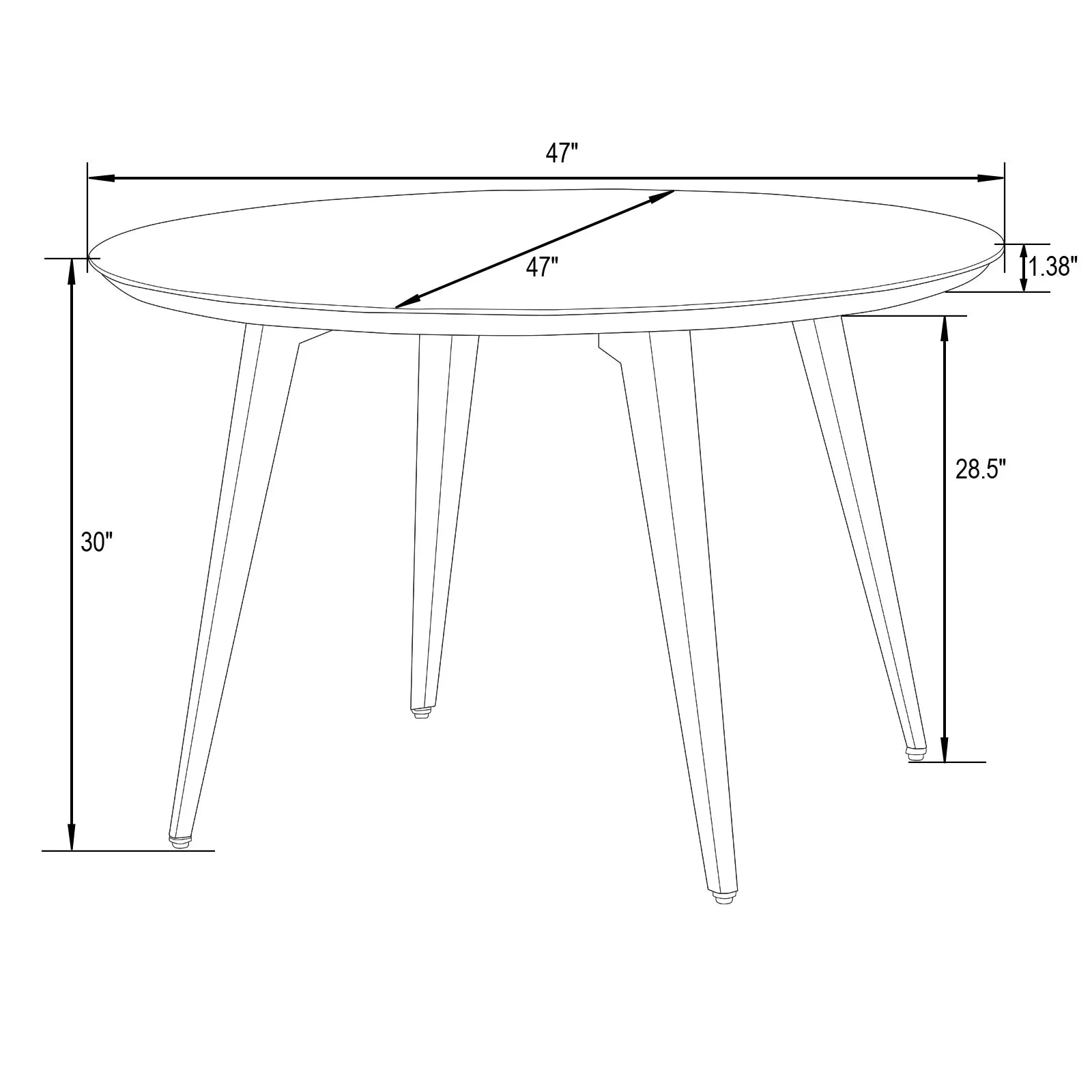 Ravenna Modern Round Wood 47" Dining Table With Metal Legs - Elax Furniture