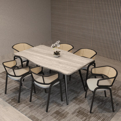 Ravenna 63" Rectangular Dining Table With MDF Tabletop and Metal Legs - Elax Furniture