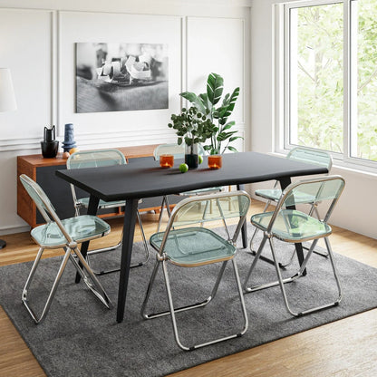 Lawrence 7-Piece Dining Set: Folding Acrylic Chairs & Rectangular Wood Table - Elax Furniture