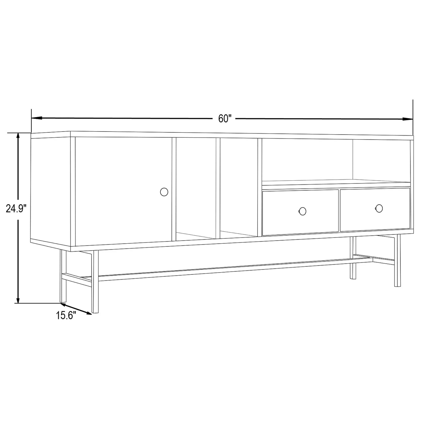 Rochester Modern Rectangular TV Stand: Enclosed Storage & Powder-Coated Iron Legs - Elax Furniture