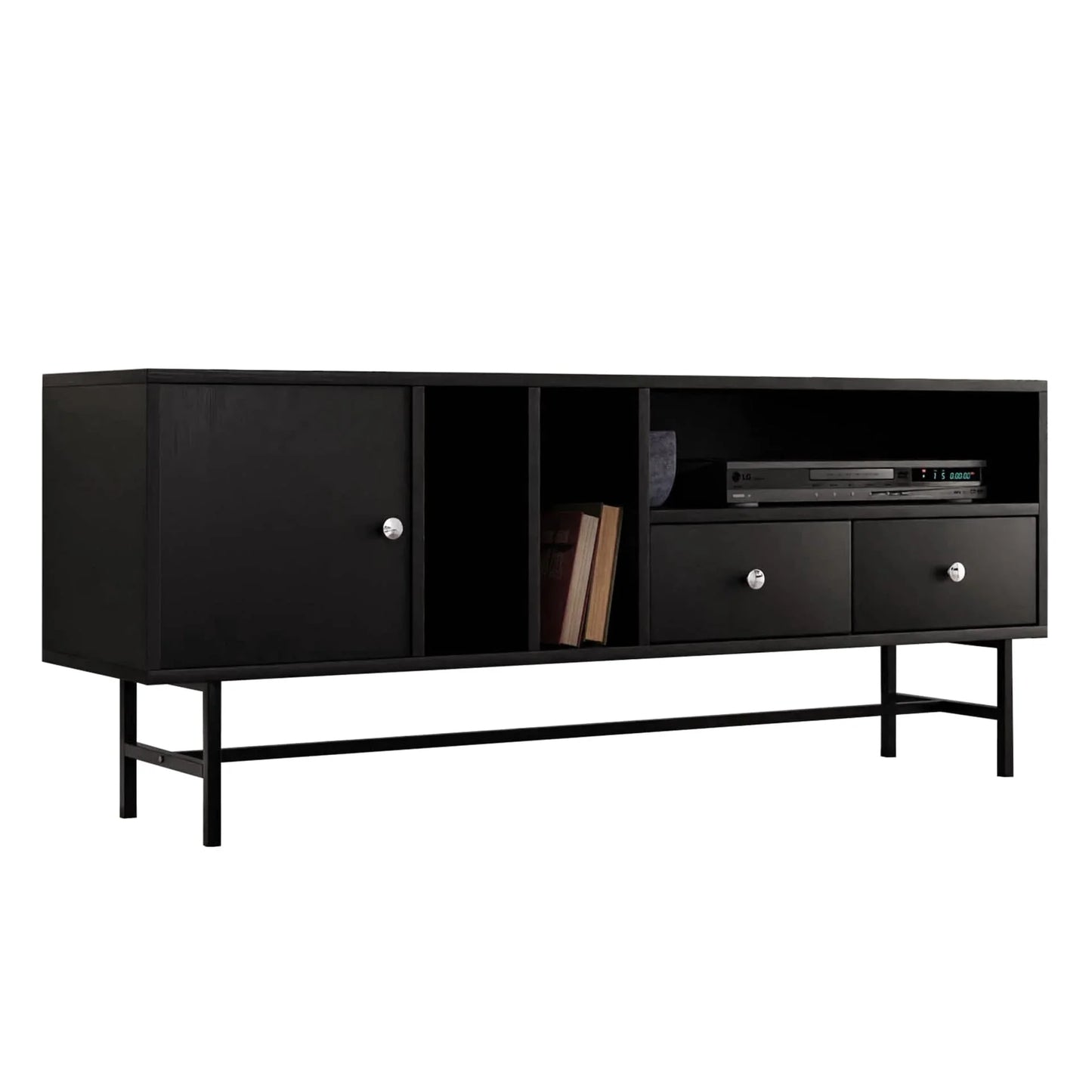 Rochester Modern Rectangular TV Stand: Enclosed Storage & Powder-Coated Iron Legs - Elax Furniture