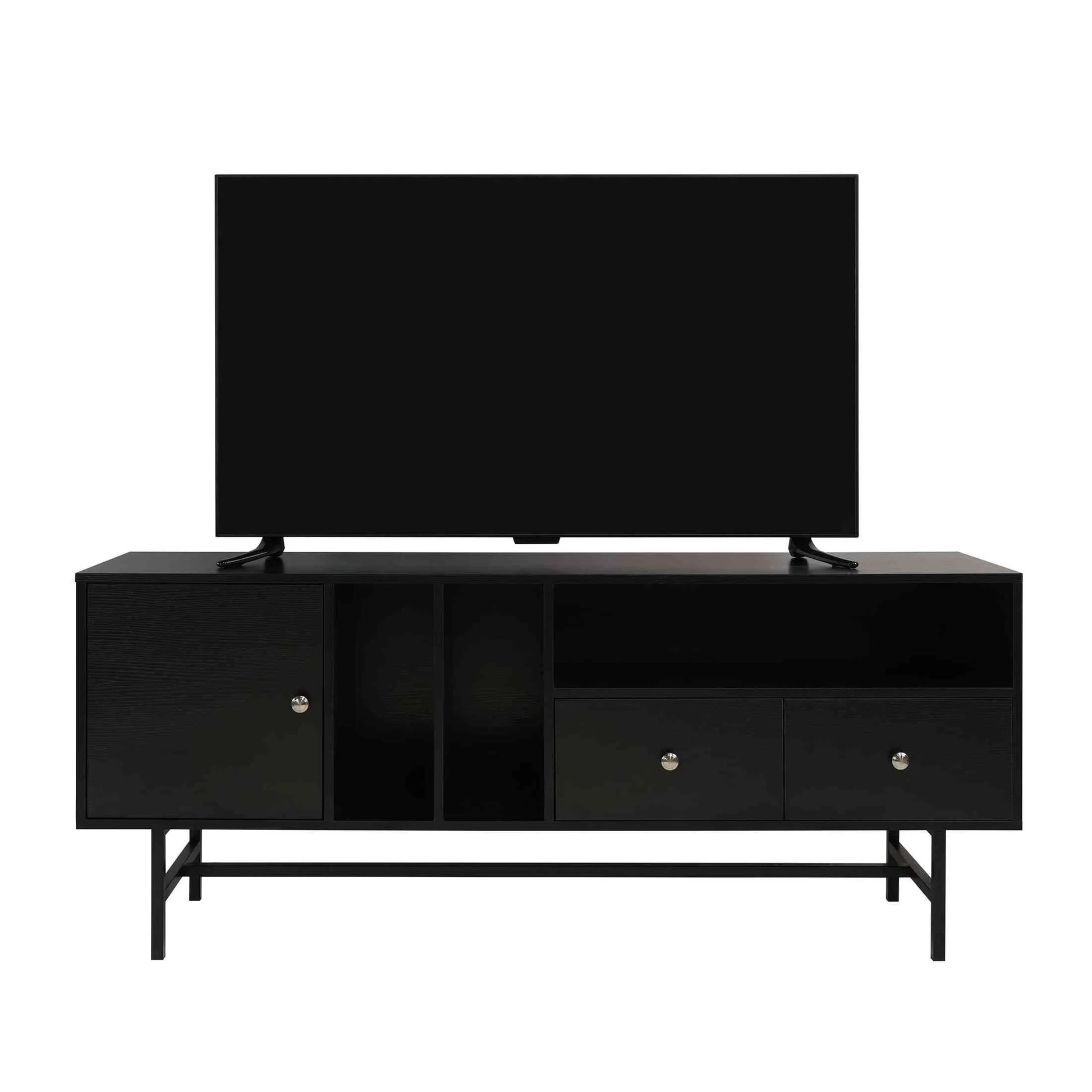 Rochester Modern Rectangular TV Stand: Enclosed Storage & Powder-Coated Iron Legs - Elax Furniture