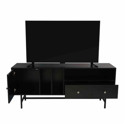 Rochester Modern Rectangular TV Stand: Enclosed Storage & Powder-Coated Iron Legs - Elax Furniture