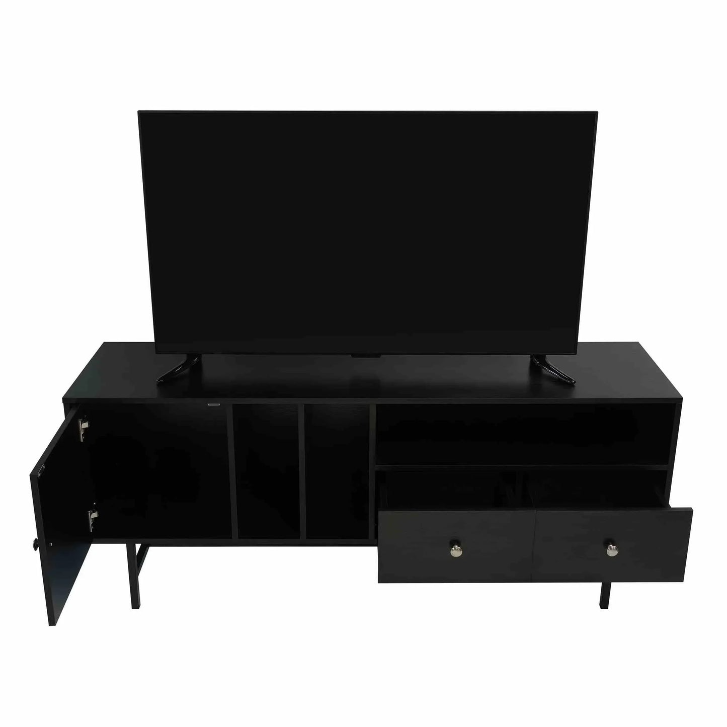 Rochester Modern Rectangular TV Stand: Enclosed Storage & Powder-Coated Iron Legs - Elax Furniture