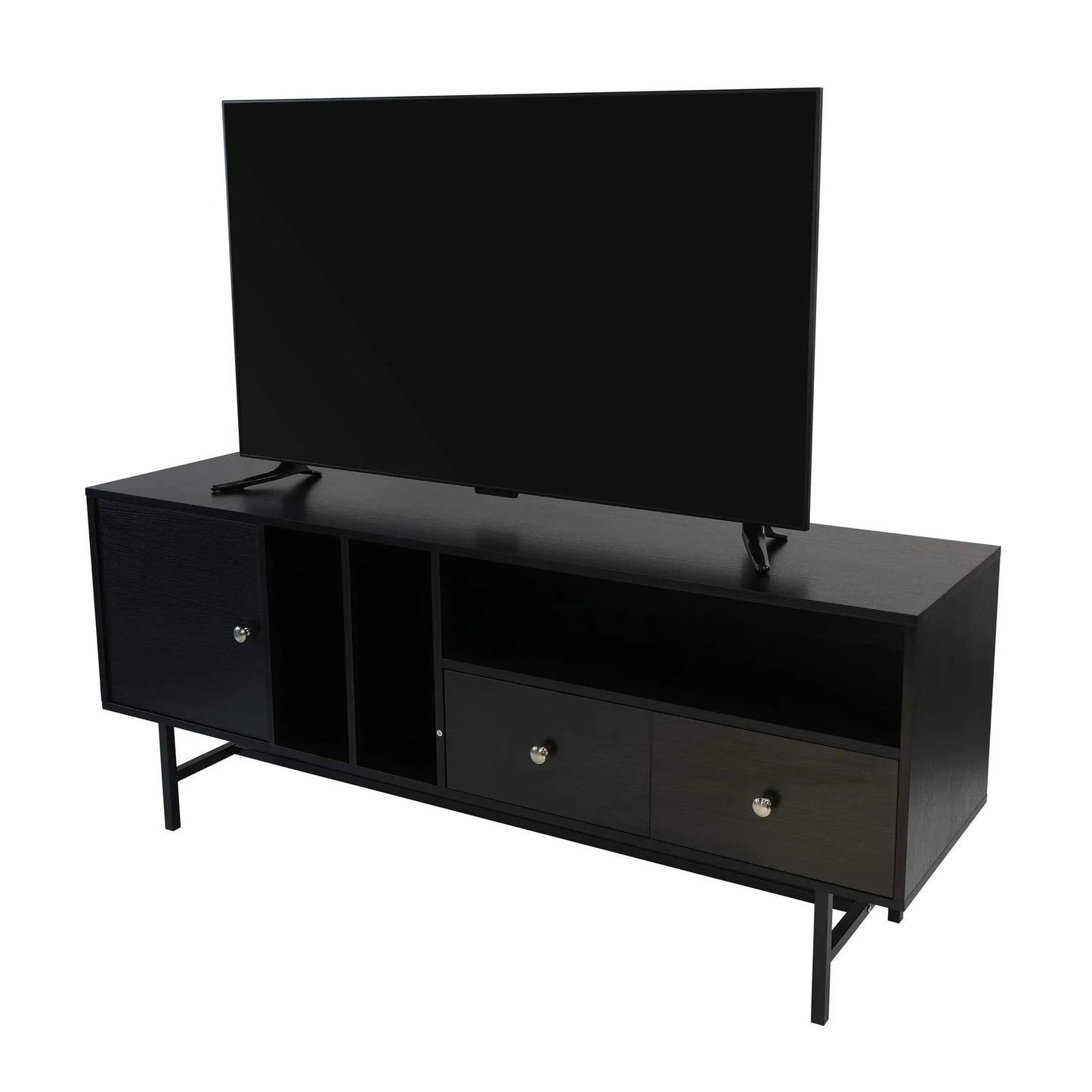 Rochester Modern Rectangular TV Stand: Enclosed Storage & Powder-Coated Iron Legs - Elax Furniture