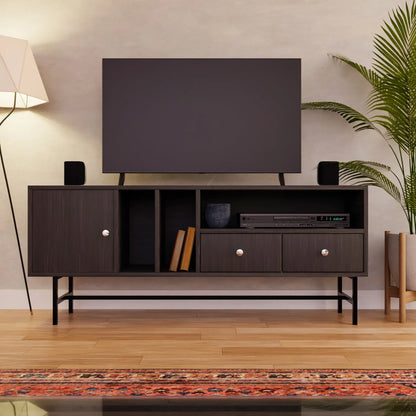 Rochester Modern Rectangular TV Stand: Enclosed Storage & Powder-Coated Iron Legs - Elax Furniture