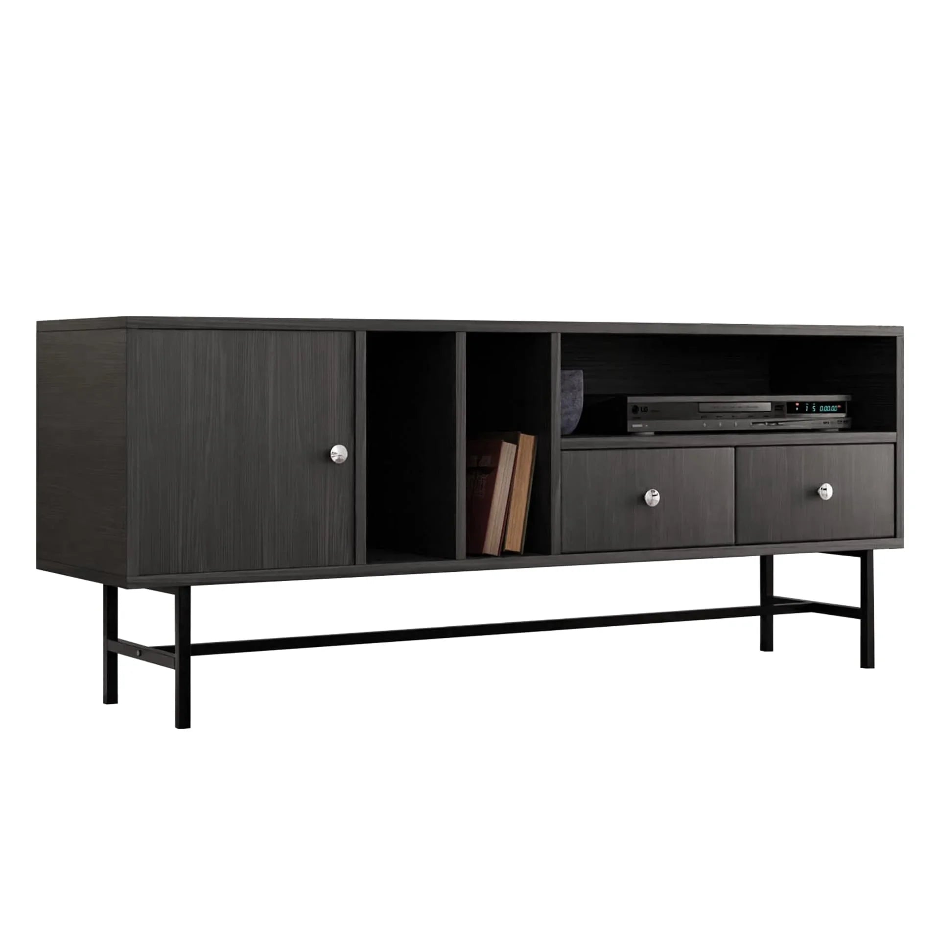 Rochester Modern Rectangular TV Stand: Enclosed Storage & Powder-Coated Iron Legs - Elax Furniture