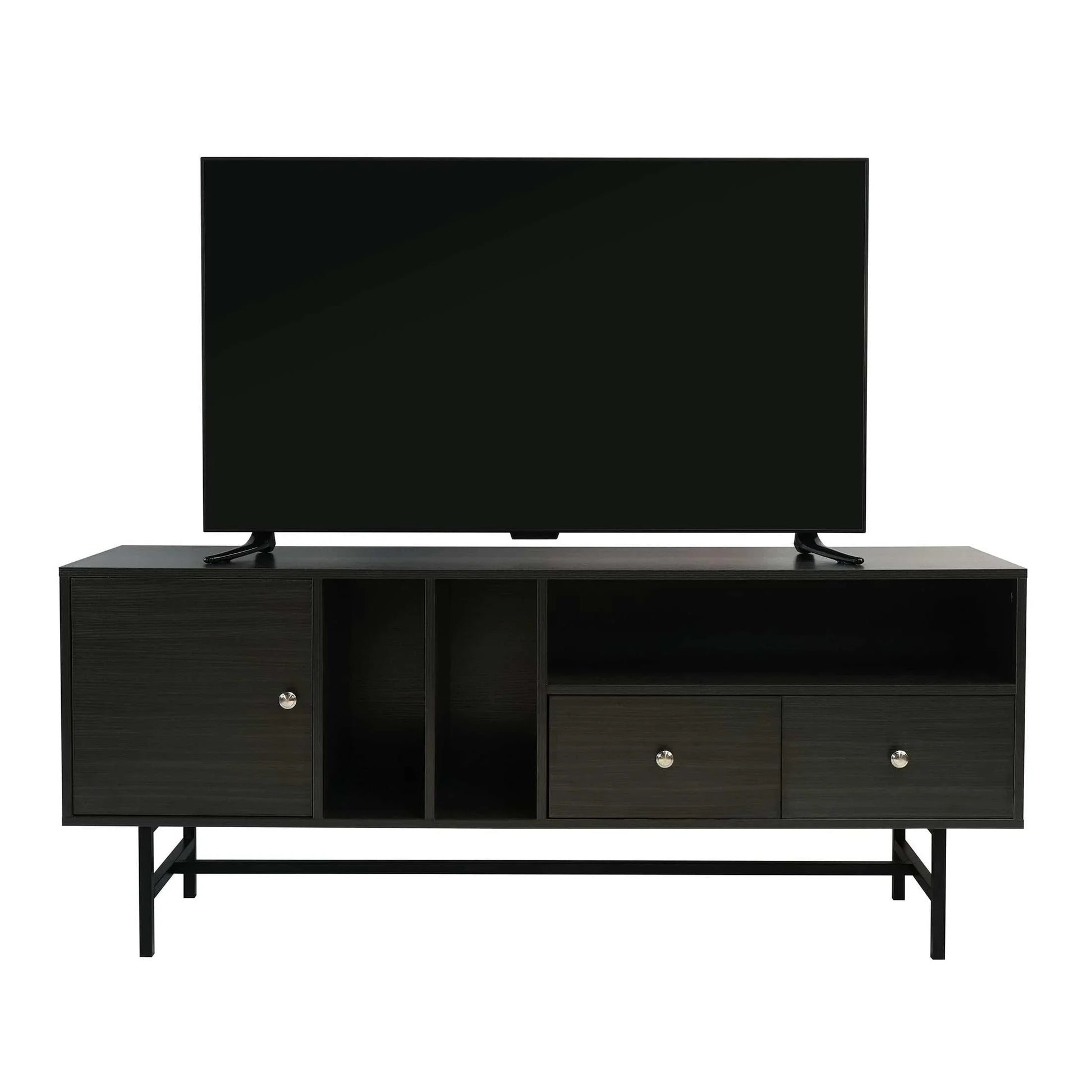 Rochester Modern Rectangular TV Stand: Enclosed Storage & Powder-Coated Iron Legs - Elax Furniture