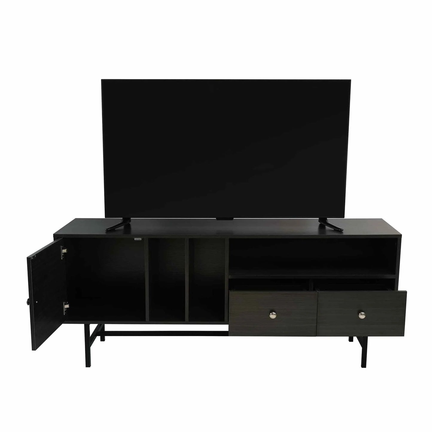 Rochester Modern Rectangular TV Stand: Enclosed Storage & Powder-Coated Iron Legs - Elax Furniture