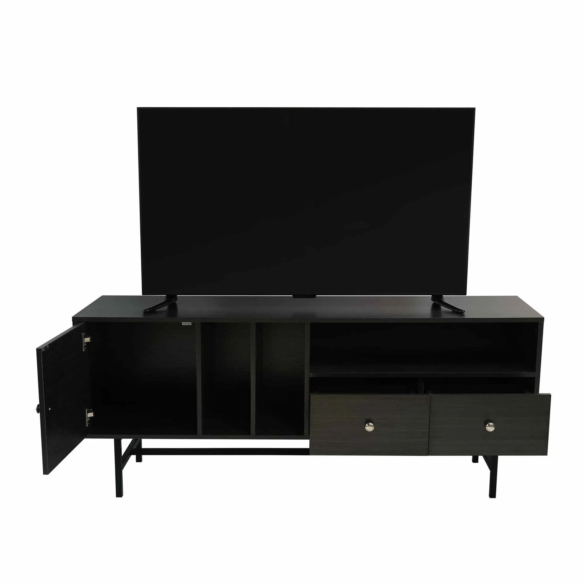Rochester Modern Rectangular TV Stand: Enclosed Storage & Powder-Coated Iron Legs - Elax Furniture