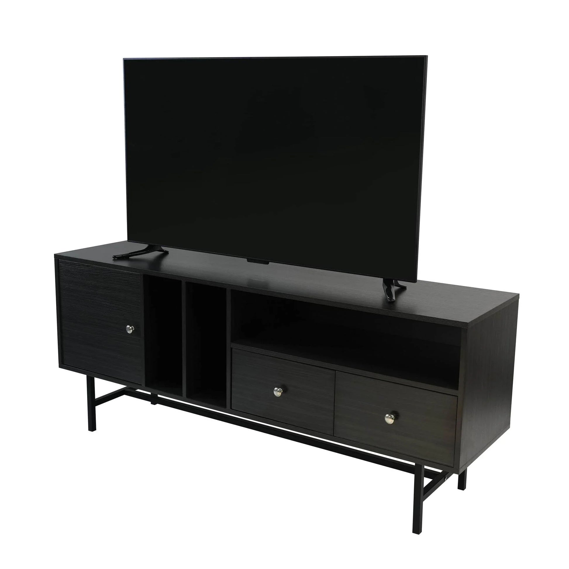 Rochester Modern Rectangular TV Stand: Enclosed Storage & Powder-Coated Iron Legs - Elax Furniture