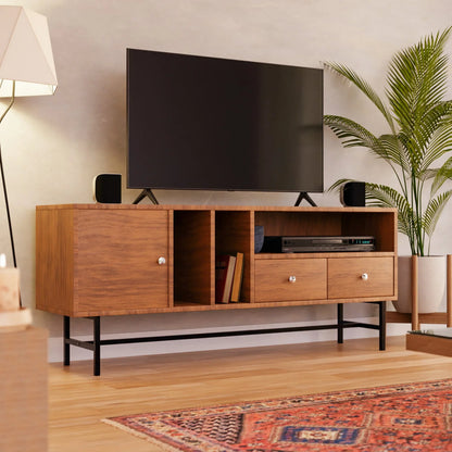 Rochester Modern Rectangular TV Stand: Enclosed Storage & Powder-Coated Iron Legs - Elax Furniture